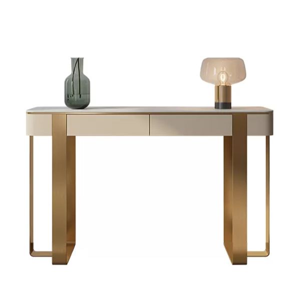 Stone Half Moon Accent Table Modern 33.46" Tall Console Table for Hall
