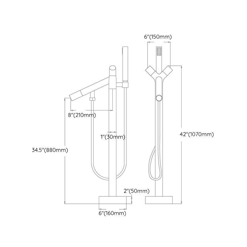 Traditional Floor Mounted Metal Freestanding Tub Filler Swivel Tub Filler Trim