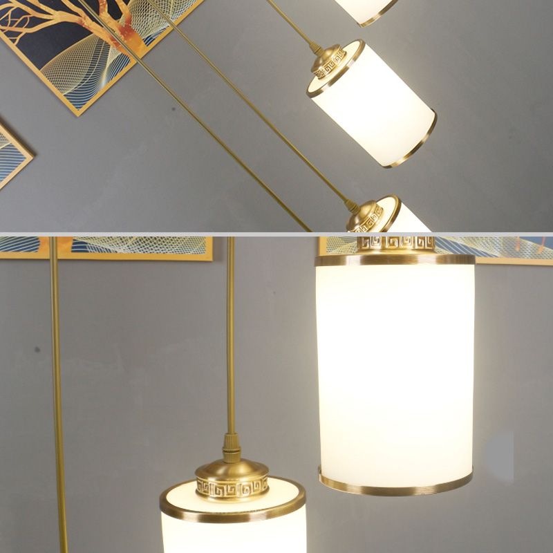 Modern Cylindrical Pendant Glass Multiple Hanging Ceiling Light for Spiral Stair