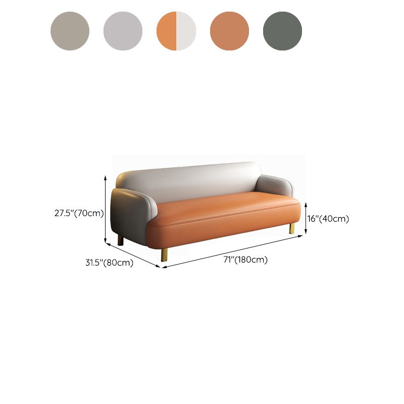 Glam Recessed Arm Settee Faux Leather Seating for Living Room