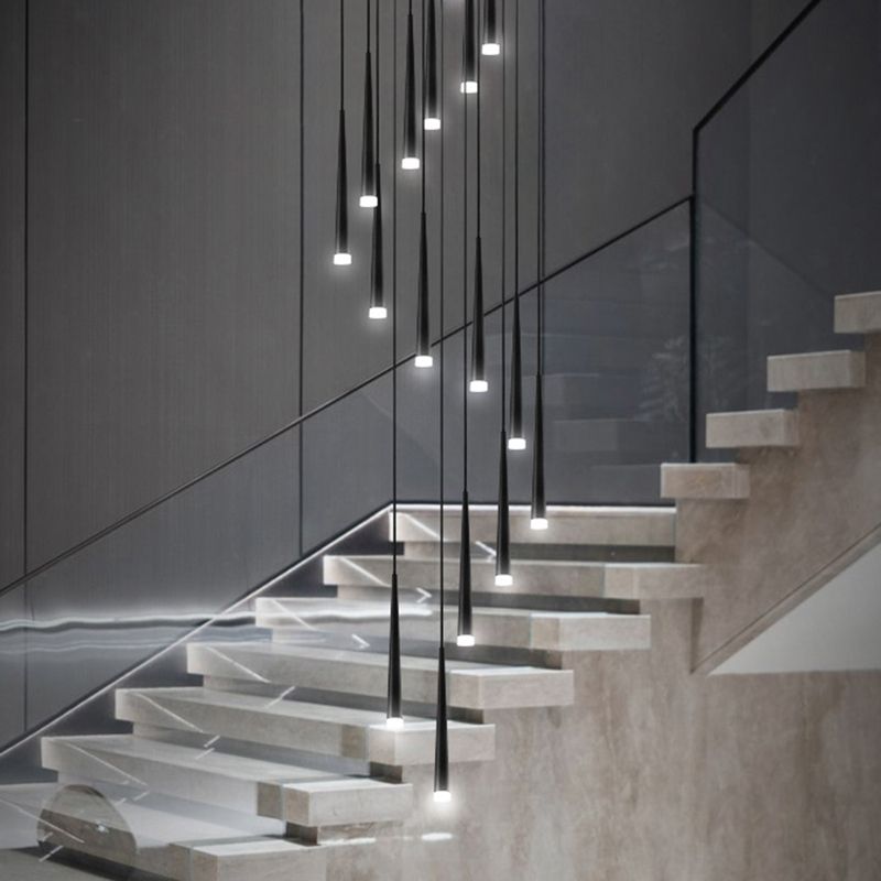 Spiral Hanging Light Fixtures Modern Simple Acrylic Ceiling Pendant for Stairwell