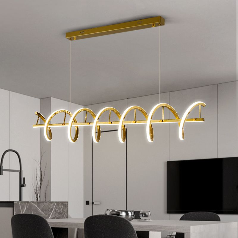 Minimalism Hanging Light Gold LED Island Light Fixture for Dining Room