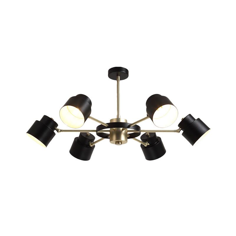 Trommelmetallic Deckenkraut Modernismus 6 Lichter Schwarz/Weiß -Gold -Radialanhänger Licht Kit