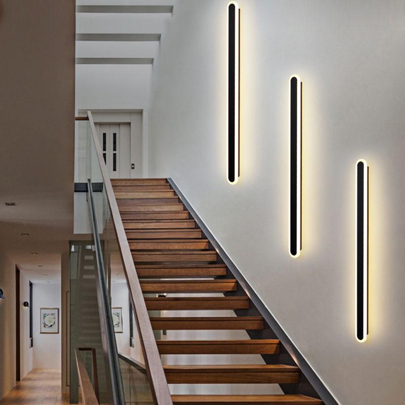 Iluminación de pared de sombra lineal de metal Estilo simple simple 1 luz de pared de pared lámpara de luz