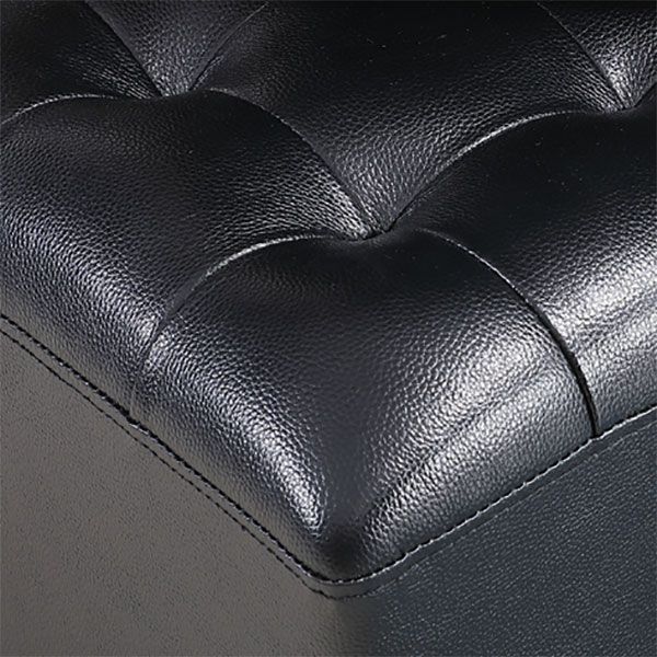 Faux Leather Black Standard Rectangle Pure Color Indoor Standard