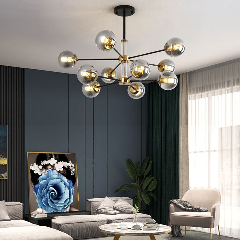Nordic Globe Chandelier Clear Glass Multi Light Hanging Light for Bedroom