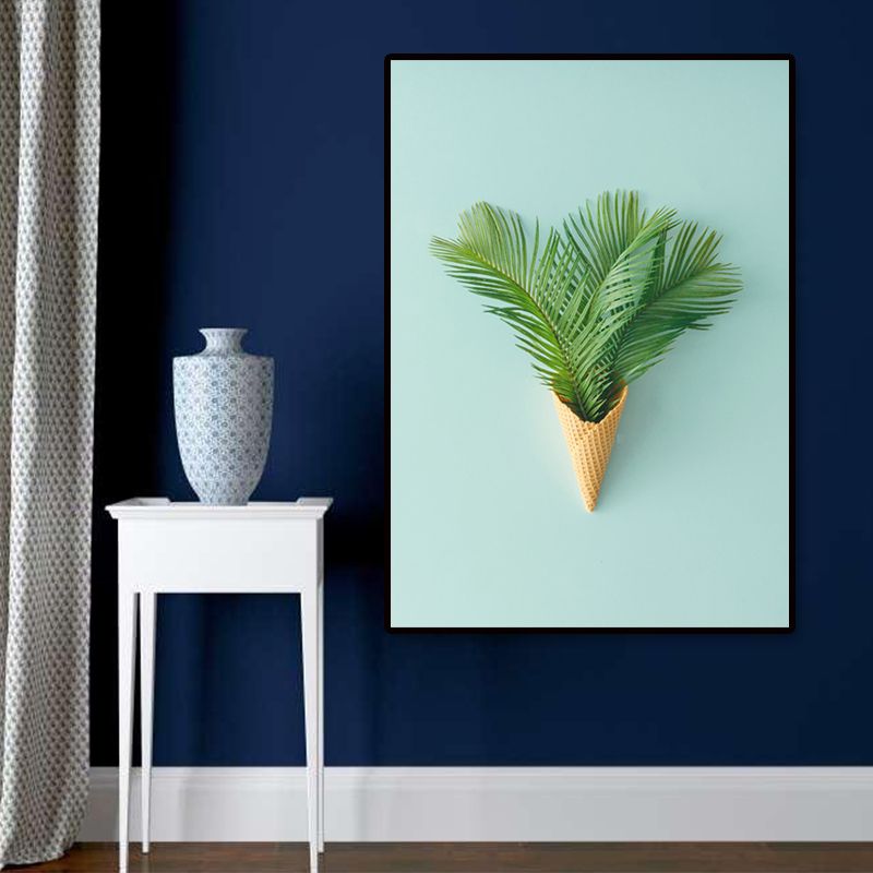Plant Bouquet Art Print Nordic Canvas Wall Decor in Pastel Color, Textured Surface