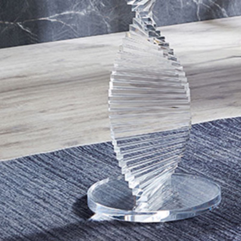 Glam Clear Round Acrylic Top Side Table 23.62" Tall Abstract Base End Table