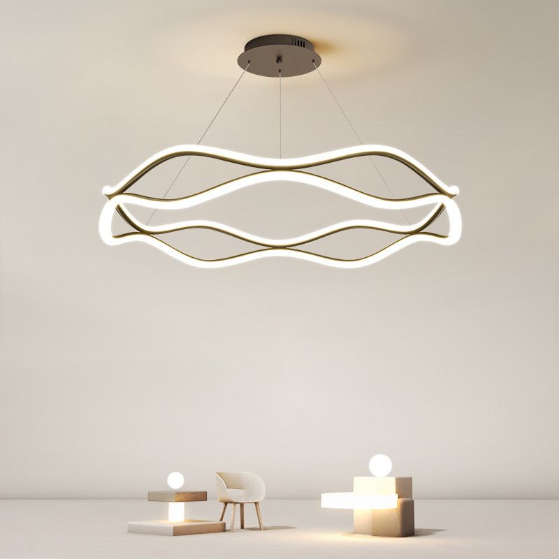 Linear Shape Metal Pendant Light Fixtures Modern Style 2-Light Hanging Light Fixtures