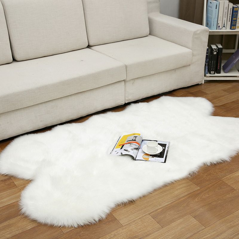 Shaggy Plain Rug Multi-Color Scandinavian Carpet Faux Fur Machine Washable Non-Slip Backing Pet Friendly Rug for Home