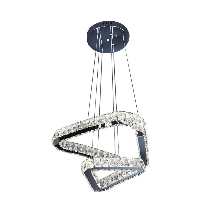 Lámpara colgante de LED minimalista de lámpara de araña de triángulo de cristal en níquel
