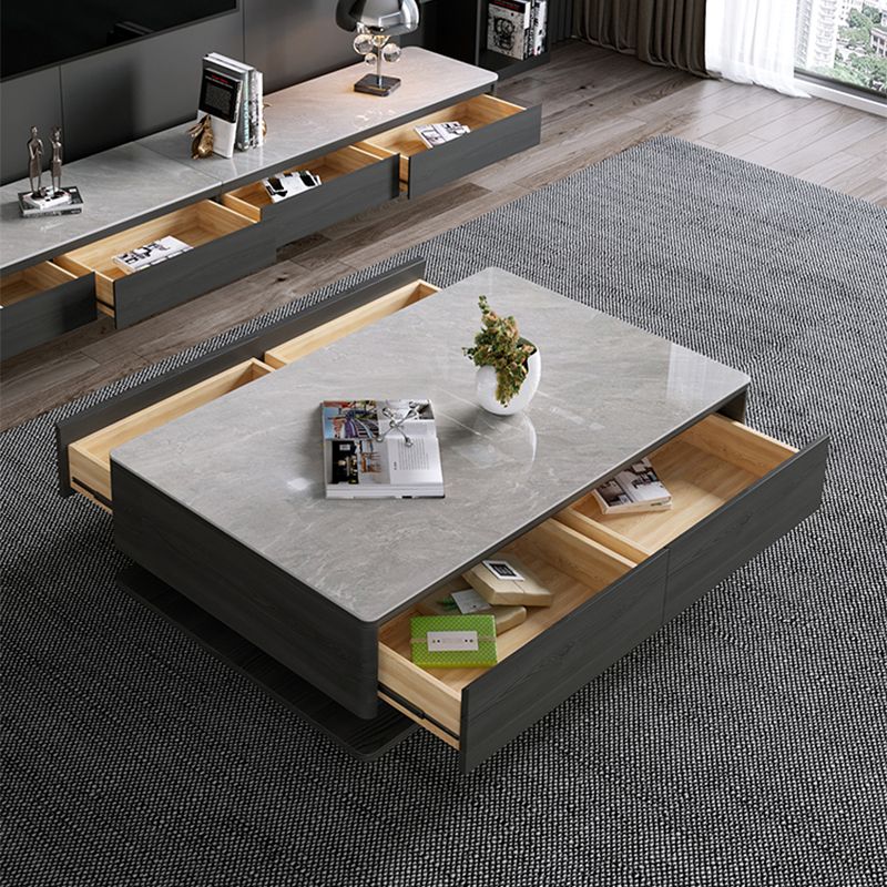 Rectangle Single Coffee Table Glam 1 Coffee Table with 4 Drawers