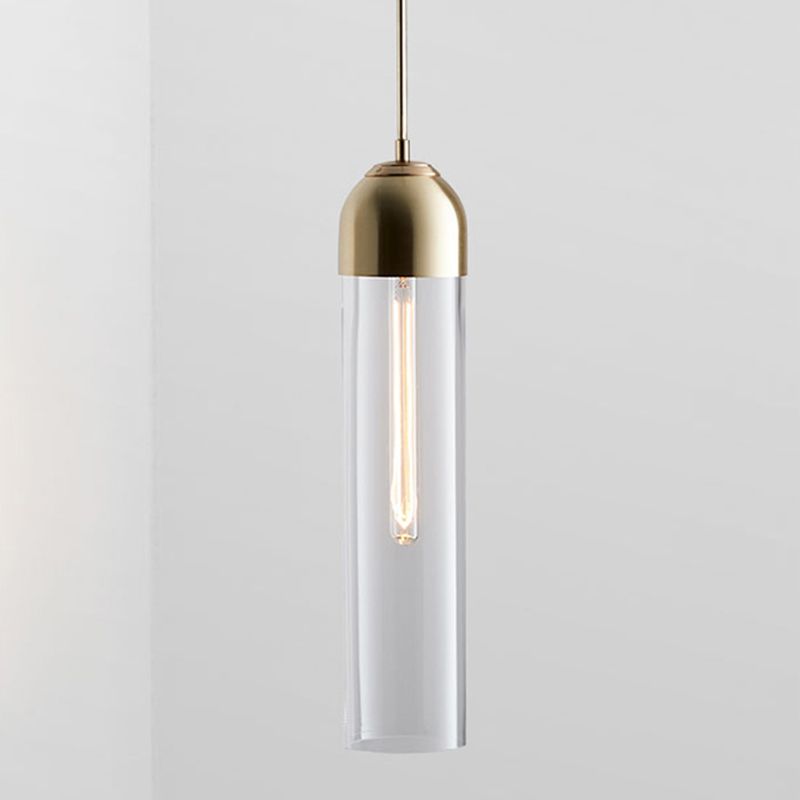 17.7 "Altura Minimalista Carril de vidrio en forma de tubo de luz 1 luz mini luz colgante con cable ajustable de 47"
