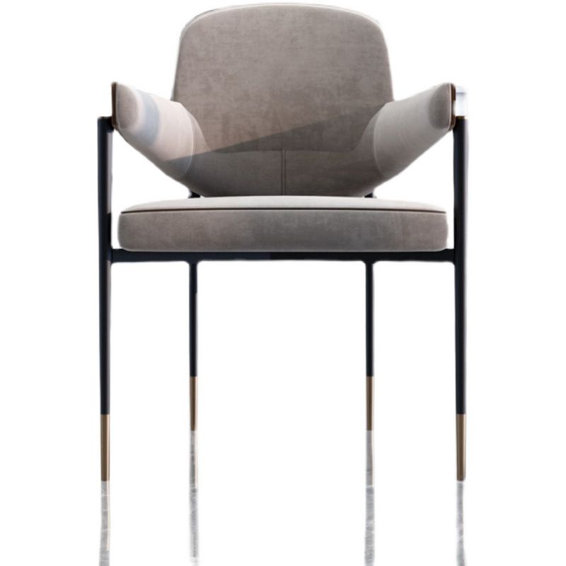 Metal Dining Room Chair Faux Leather Armless Dining Accent Chair