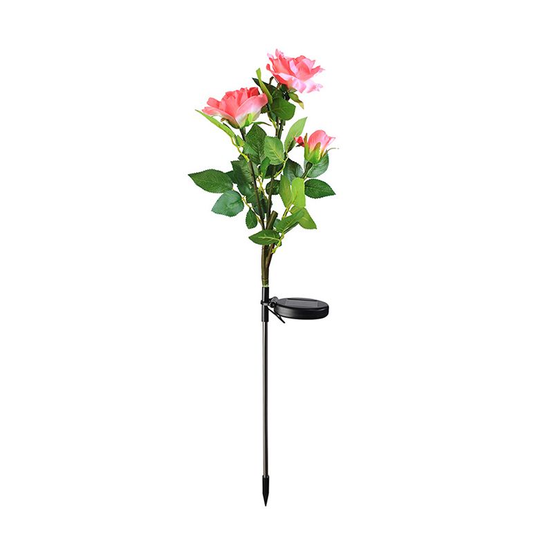 Rose Bouquet Pathway LED Lawn Lighting Plastic 3 Bulbs Decorative Solar Stake Light