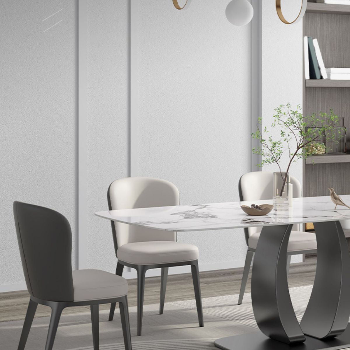 Modern 1/2/5/7 Pieces Rectangle Dining Set Sintered Stone Top Dinette Table Set