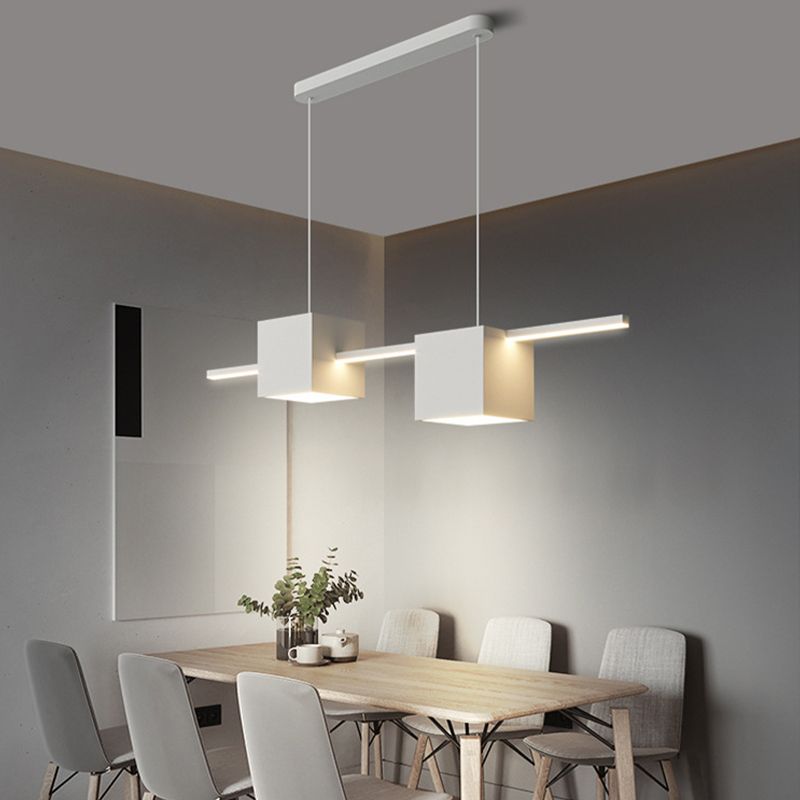 LED Island Light Modern White Island Hanging Light with Silica Gel Shade for Dining Room