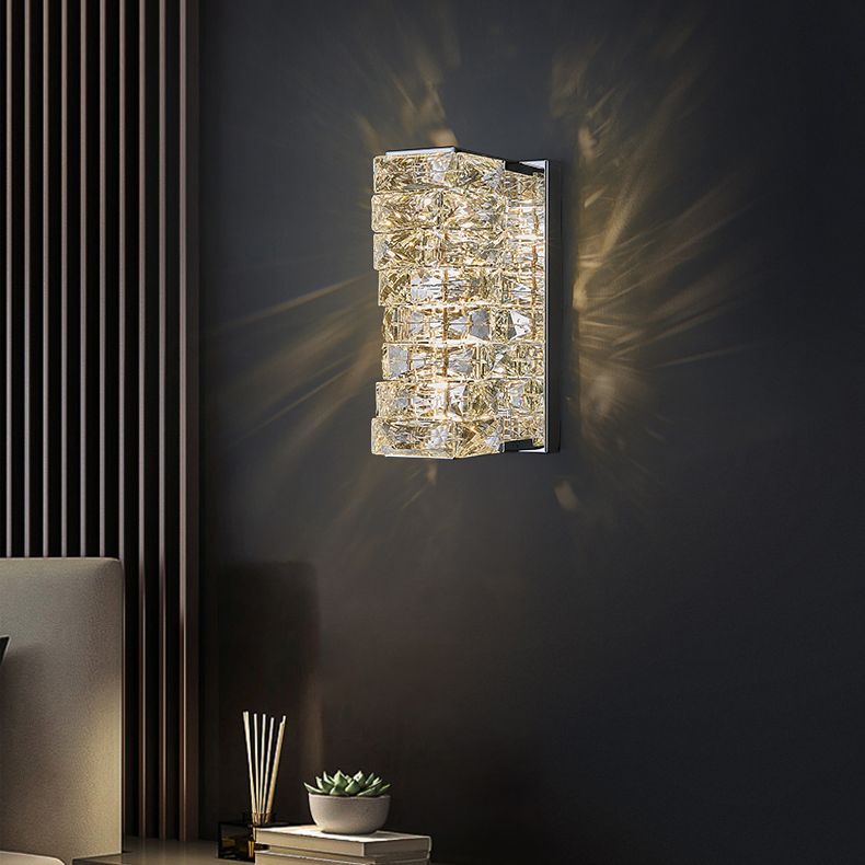 Silberkristall-LED-Wandleuchten im modernen prägnanten Stil rostfreie Stahl rechteckige Wandlampe für Innenräume