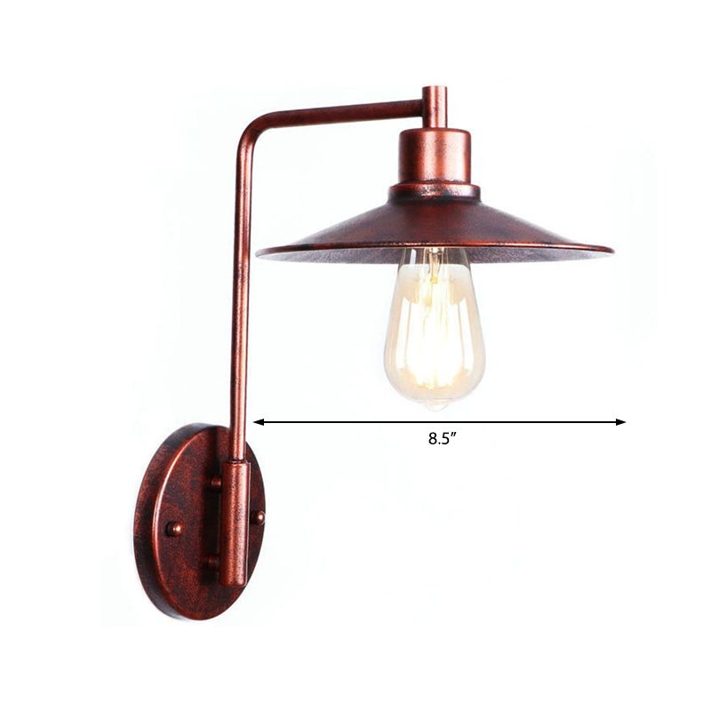 One Bulb Wall Sconce with Cone/Dome/Wide Flare Shade Metal Industrial Dining Room Light Fixture in Copper