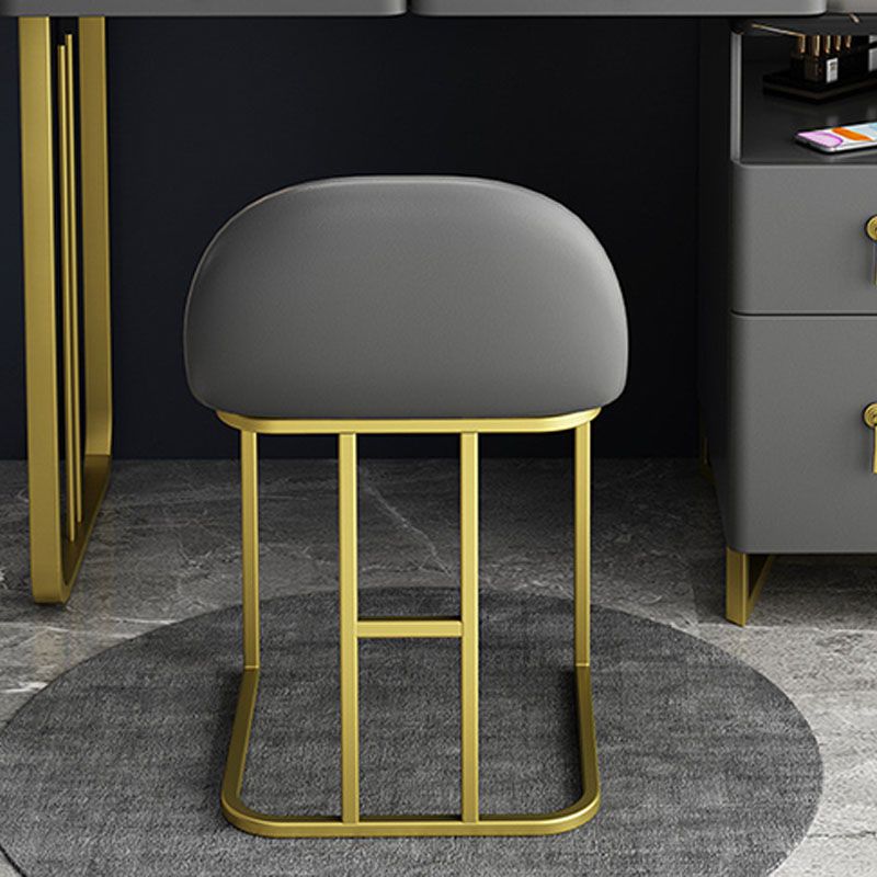 Glam Dressing Table Genuine Leather Vanity Table with 4 Storage Drawers