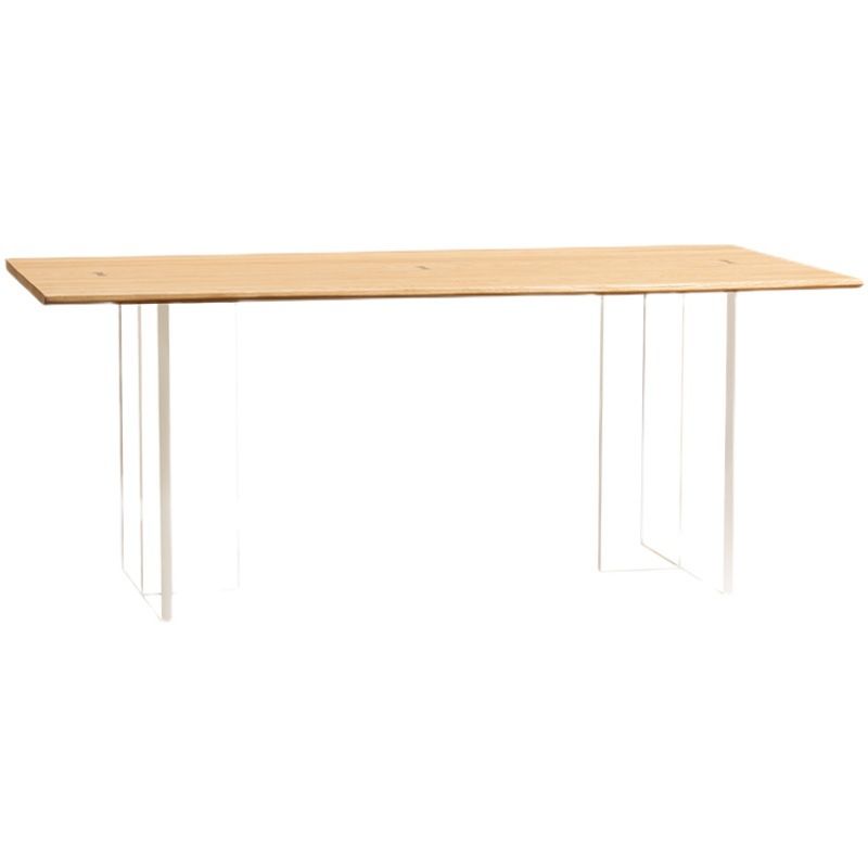 Pine Wood Top Dining Table Contemporary Dining Table with Double Pedestal Base