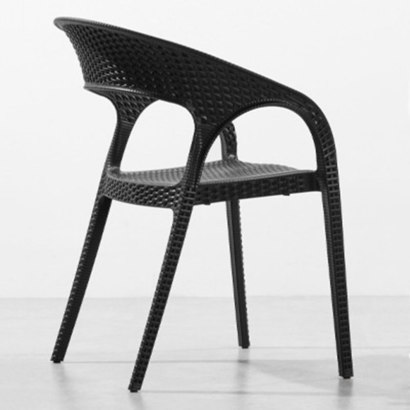 Contemporary Open Back Dining Chair Plastic Stackable Dining Arm Chair