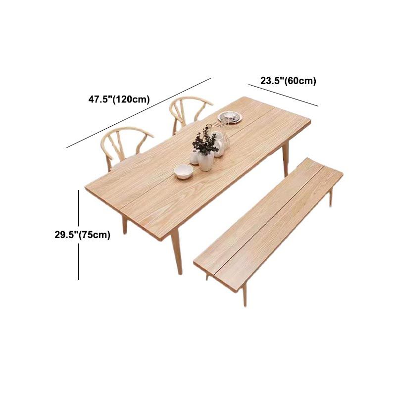 Natural Wood Rectangle Dining Table Ash Modern Table with 4 Legs