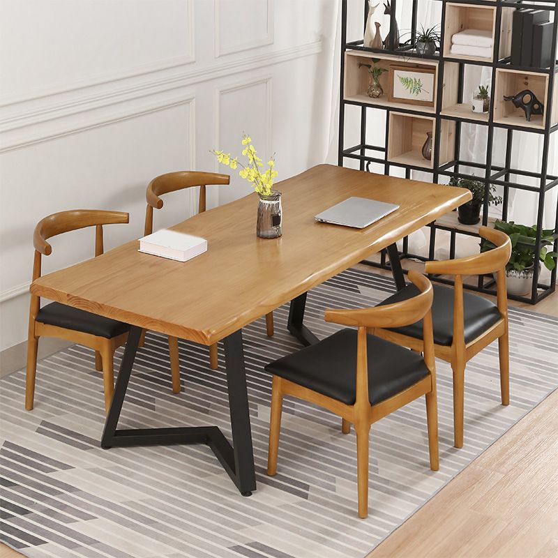 Industrial Dining Set 1/2/4/5 Pieces Solid Wood Double Pedestal Dinette Set