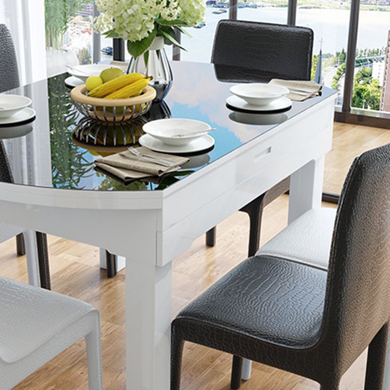 Contemporary Tempered Glass Top Dining Room Set Folding for Kitchen
