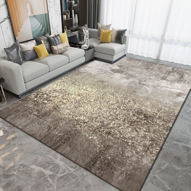 Dark Gray Modern Rug Polyester Abstract Print Rug Washable Rug for Living Room
