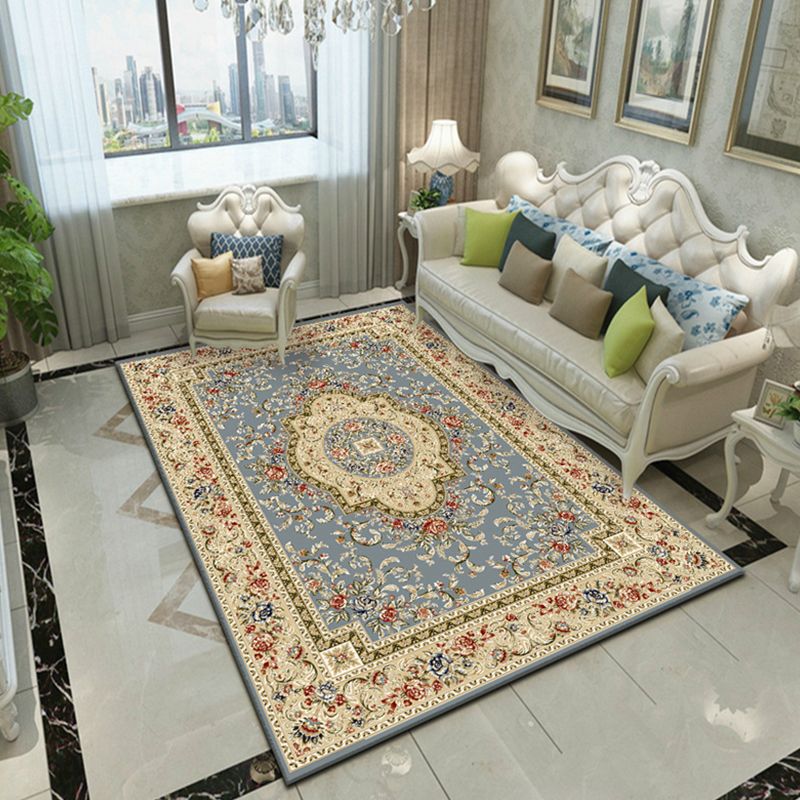 Glam Floral Swirls Rug Multicolor Victorian Rug Synthetics Pet Friendly Non-Slip Stain Resistant Rug for Home