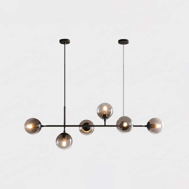 Modern Style Hanging Island Light Glass Ball Hanging Lighting Fixture for Dining Room