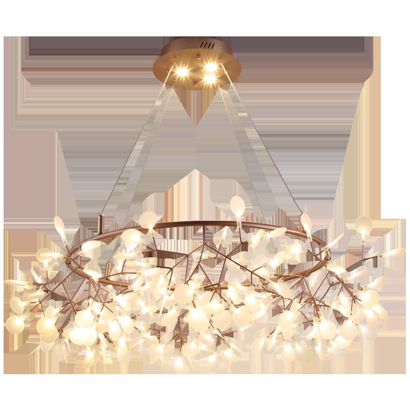 Metal Branch Shape Chandelier Postmodern Fireflies Hanging Lamp for Restaurant
