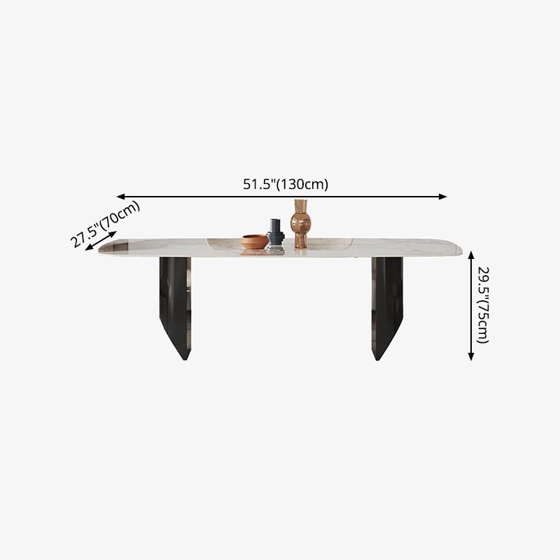 Metal Traditional Luxury Rectangle Table Sintered Stone Top Indoor Table for Home