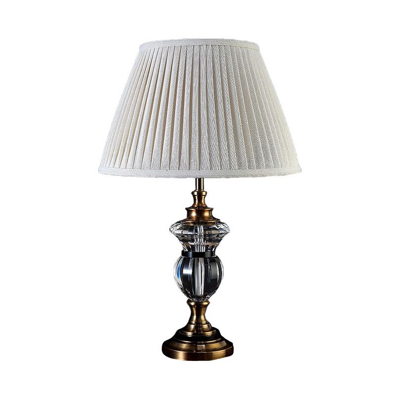 Lampada da comodino in cristallo con paralume pieghettato, lampada da tavolo rurale a 1 luce per soggiorno, in blu/viola chiaro/beige
