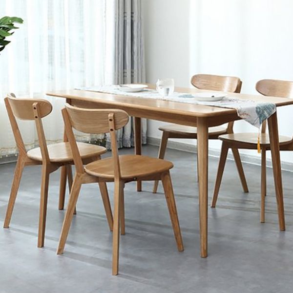Modern Armless Backrest Wood Chair with Oak Legs for Dining Room