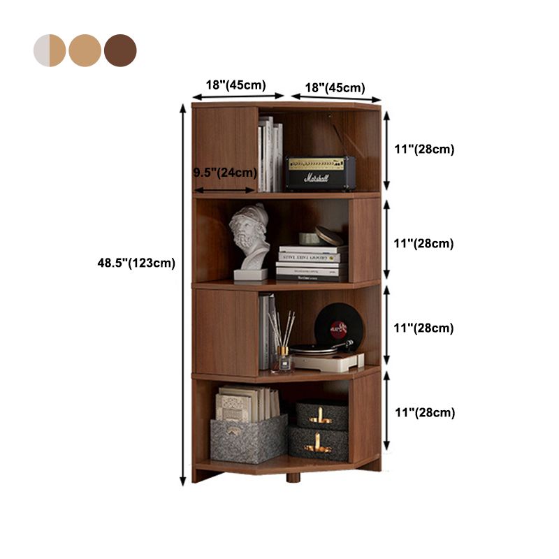 Wooden Bookcase 18" W Vertical Closed Back Bookshelf for Living Room