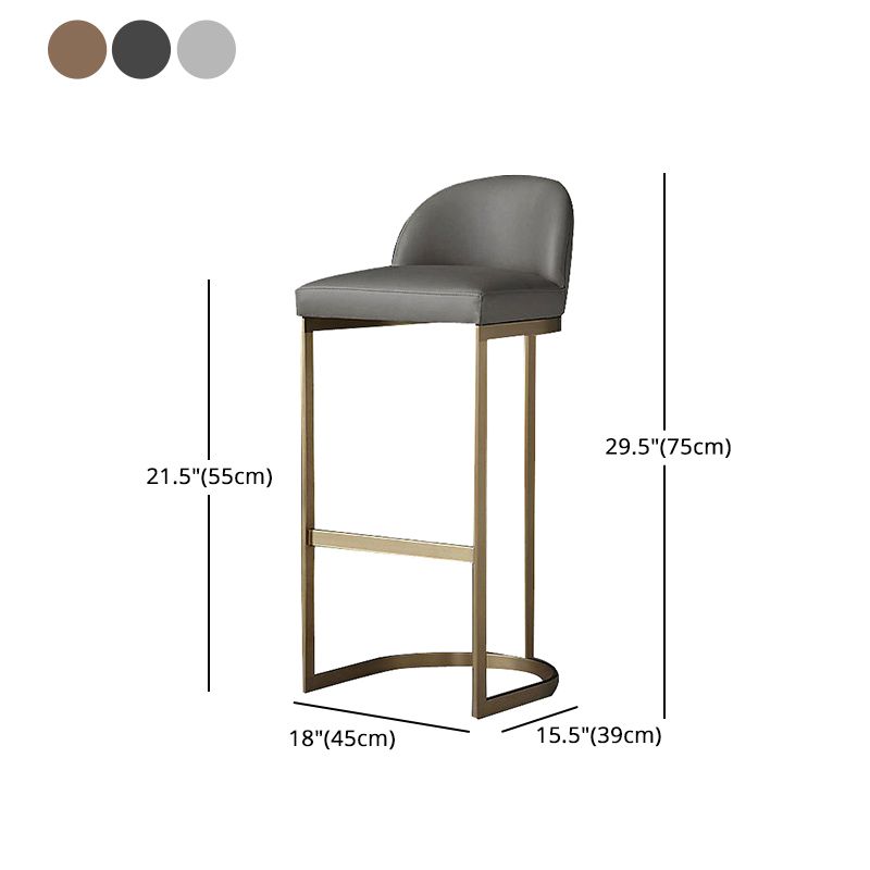 Glam Mental Leather Bar Stools Indoor Barstool with Iron Legs and Low Back