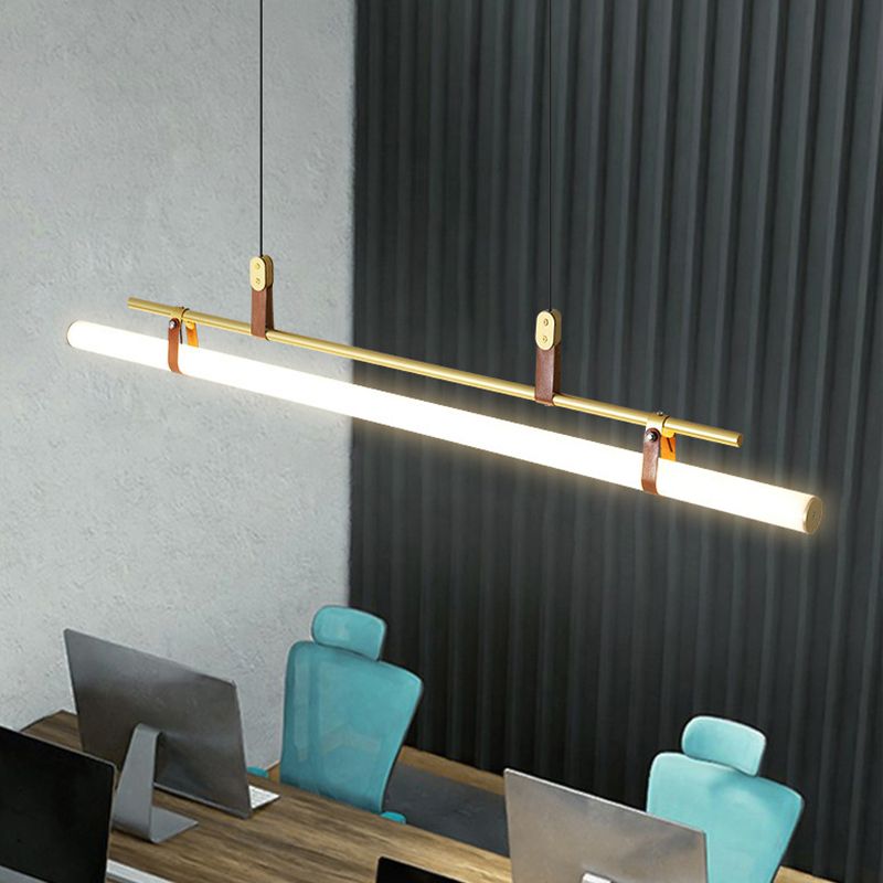 Modern Metal Island Lights Linear 1-Light Restaurant LED Hanging Lamp with Acrylic Shade