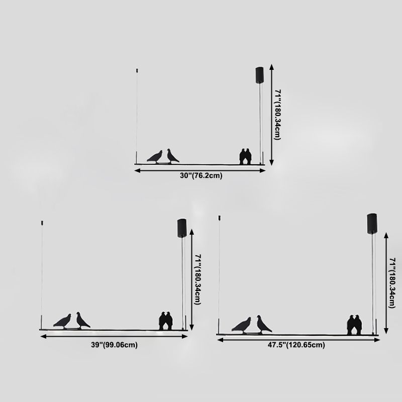 Modern Chandelier Linear Island Light Fixture 1 Light Metal Island Pendant Lights in Black