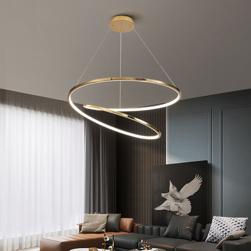 Twist Pendant Light Fixture Minimalist Stainless Steel LED Suspension Light