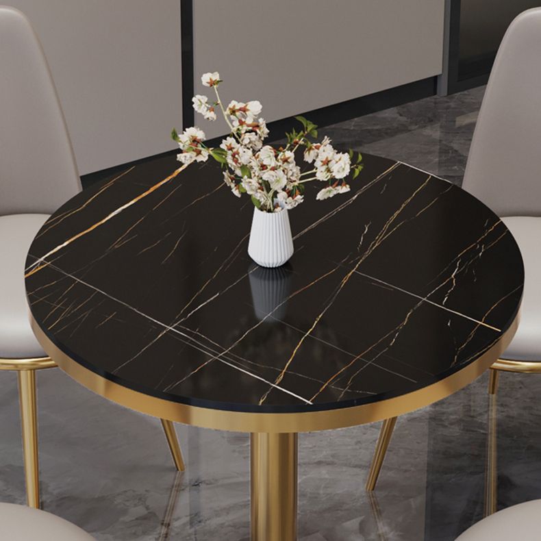 Traditional Luxury Round Dining Table Sintered Stone Dining Table with Pedestal Base