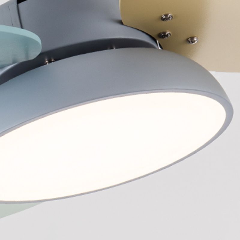 Lámpara de ventilador de techo estilo nórdico led metal techo de techo de montura de montaje para niños dormitorio