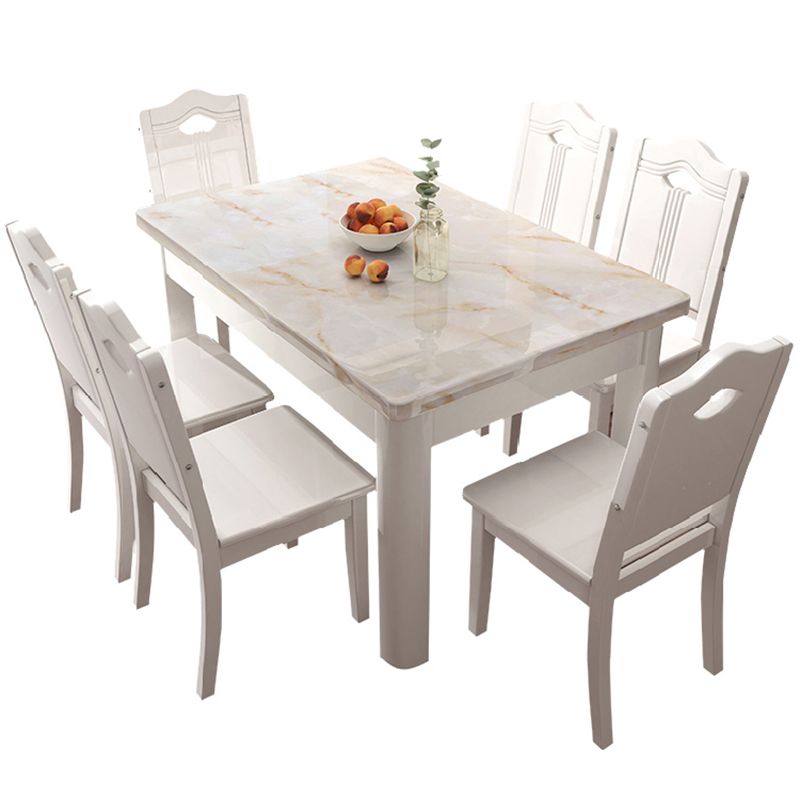 Simplicity Rectangle Dining Site Table Faux Marble Dining Room Collection with 4 Legs