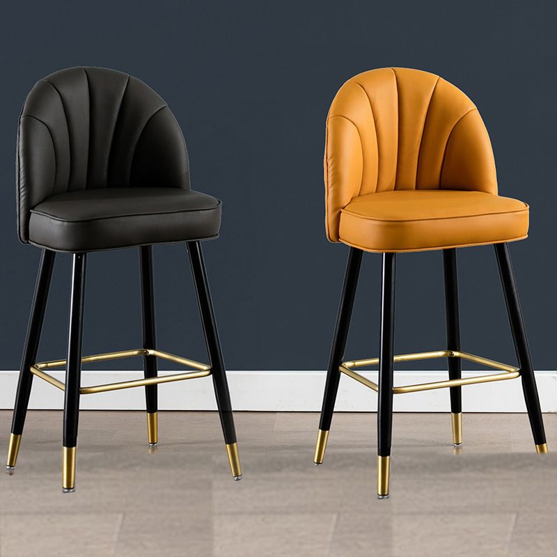 Modern Armless Backrest Counter Stool Iron Bar Stool with Cushion for Bar