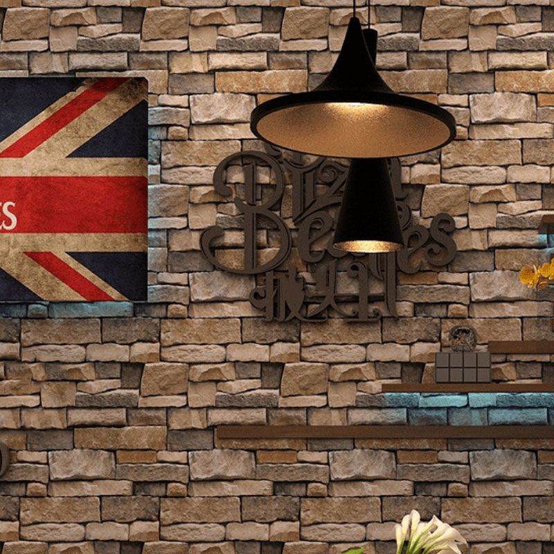 Non-Pasted Wallpaper with Multi-Colored 3D Print Horizontal Brick, 33' x 20.5"