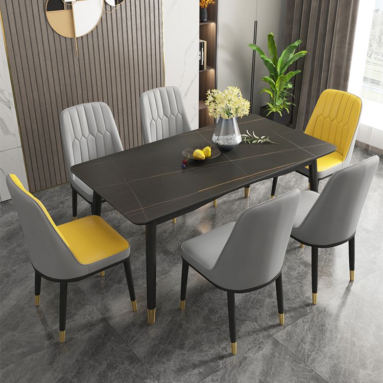 Rectangle Dining Table 4 Legs Dining Table with Solid Wood Base