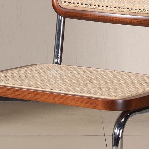 Silla lateral contemporánea de metal de ratán, silla lateral de comedor sin brazos con respaldo abierto