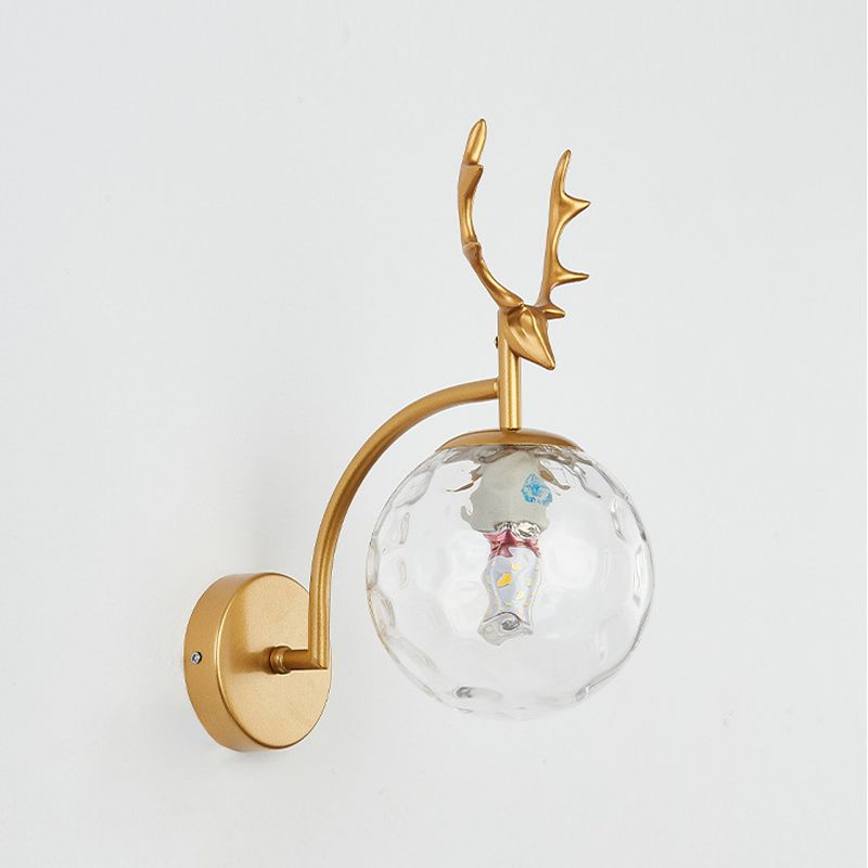 Metal Glass Wall Sconce 1 Blub Wall Mounted Light Fixture for Study Room