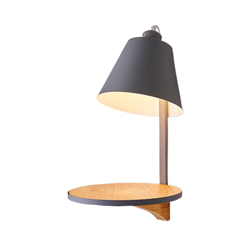 Lampada con pale sconde a parete con diica bianca/grigia Lampada a parete in metallo a 1 luce con sostenitore del legno